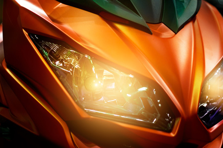 Colorful headlights modern motorcycleの写真素材