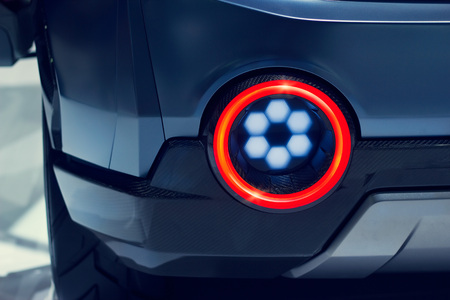 Close-up view of modern design sports car rear light.の写真素材