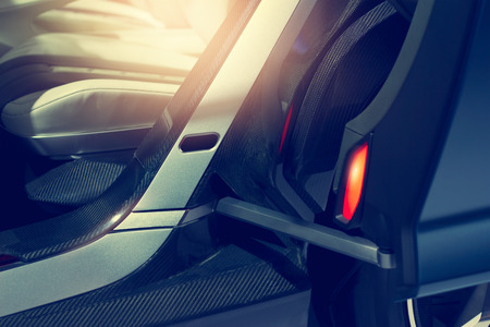 car with modern automatic door opened and lamp lightingの写真素材