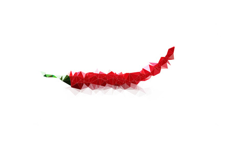 red hot chili pepper low poly isolated on a white background, illustrationの写真素材