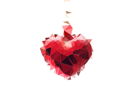 Abstract polygonal red heart, Love symbol, Low-poly colorful style, Romantic background for Valentines day, , Copy space, Illustrationの写真素材