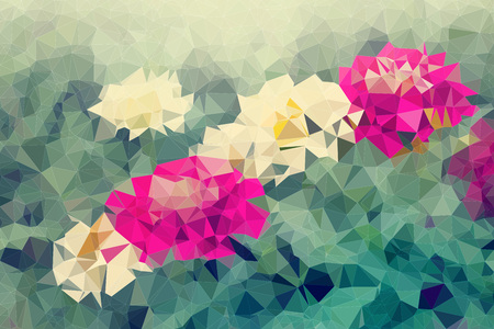 Mosaic and low polygon background on flowers background, illustrationの写真素材