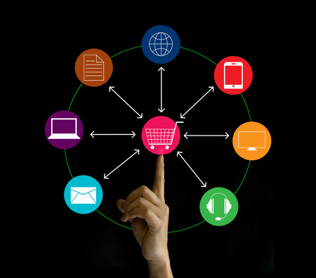 Hand holding network marketing connection, Omni Channel or Multi channelの写真素材