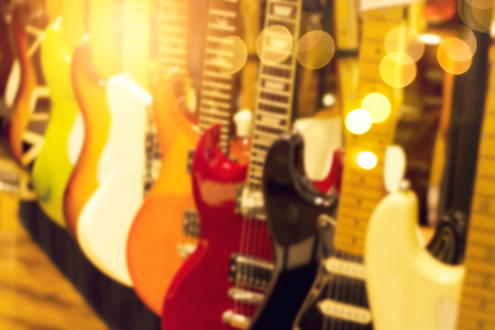 blurred guitars collection for backgroundの写真素材