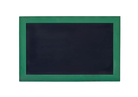 blank black board with green frame on a white backgroundの写真素材