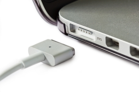 Magsafe power ports of laptop computerの写真素材