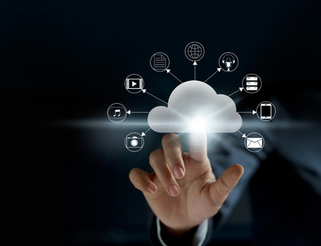 Cloud computing, futuristic display technology connectivity concept