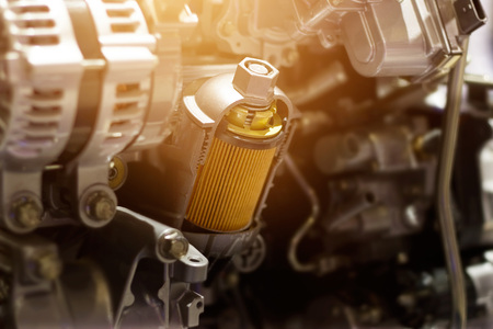 Cut metal car engine part, colorful conceptの写真素材