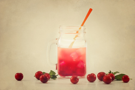 Cool drink jelly in vintage color tone on paper grain textureの写真素材