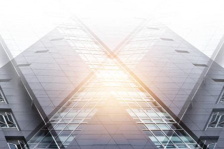 Double exposure, abstract modern office buildingの写真素材