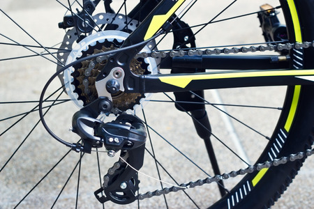 Bike gear and back wheelの写真素材