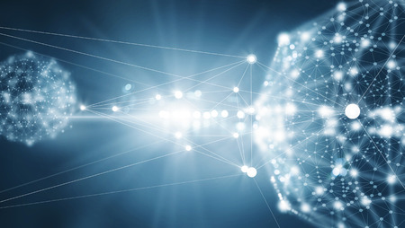 Abstract network connection on dark backgroundの写真素材