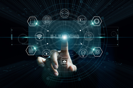 E-learning Education. Training Business.  internet network as knowledge base. Networking...