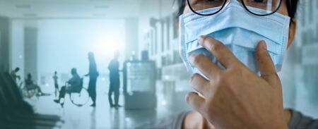 Women wearing virus mask protect of infection and spreading Coronavirus or Covid-19 and patients...