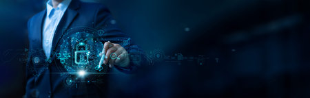 Data security concept, Concerns over data privacy and cybersecurity will continue to escalate. investment in robust cyber security measures to protect their operations and customer data.の写真素材