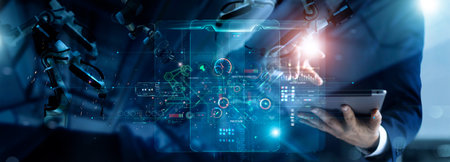 Industry 4.0, the advancement of AI technology and software, has made industrial workflows faster and more accurate. It is a revolution in the industry of the future and enters a completely new era.の写真素材