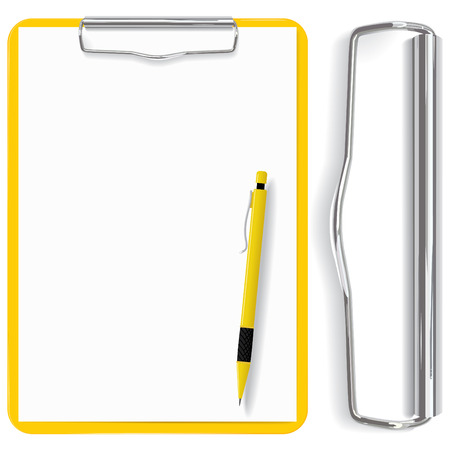 vector high detailed clipboard, paper sheet and pen(CMYK)のイラスト素材 ...