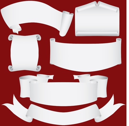Paper banners, scrolls and diploma set (vector, CMYK)のイラスト素材