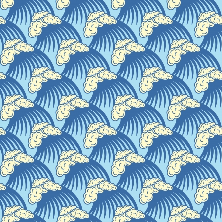 sea waves seamless background  vector, CMYK のイラスト素材