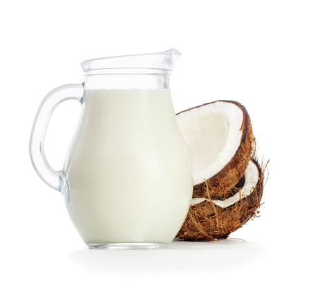 Coconut milk on a white backgroundの写真素材