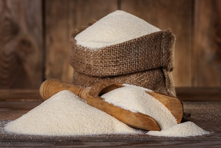 semolina in a bag closeupの写真素材