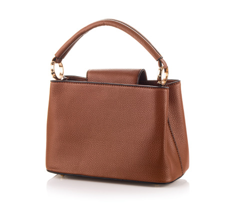 Female leather classic brown bagの写真素材