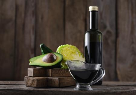 Balsamic vinegar in a bottleの写真素材