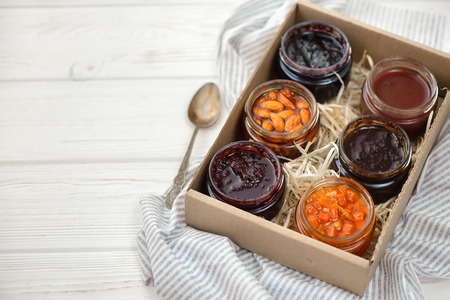 top view of fruity jamの写真素材