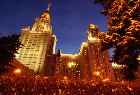 The main building of Moscow state University Russia. Moscow State University named after M.V. Lomonosovの写真素材