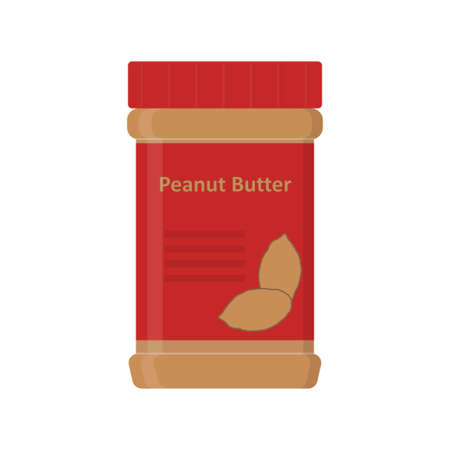 Peanut butter flat vector illustration. Jar nut icon.のイラスト素材