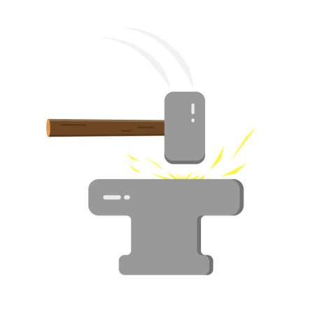 Anvil flat in cartoon style. Iron vector hammer illustration.のイラスト素材