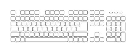Keyboard key linear style vector illustration for computer. Flat keyboard for web design. Device icon.のイラスト素材
