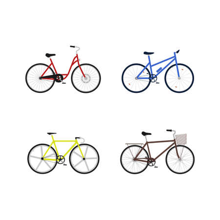 Bike, great minimal design. Vector illustration. Set in flatのイラスト素材