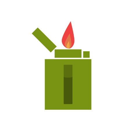 Lighter vector icon in flat style. Fire isolated illustration.のイラスト素材