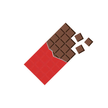 Chocolate bar in wrapper, simple illustration in flat style.のイラスト素材