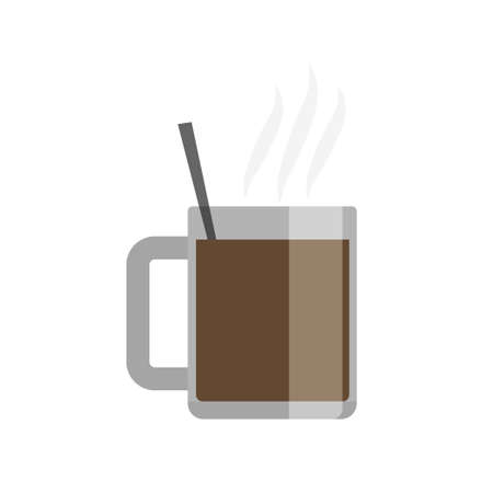 Coffee cup icon. Simple flat vector. Morning coffee in glass. Fast food.のイラスト素材