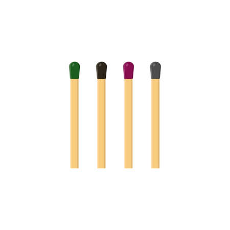Vector abstract illustration wood match set in flat style.のイラスト素材