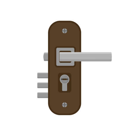 Vintage wood door lock on white background. Flat simple vector illustration.のイラスト素材