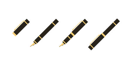 Pen design in 2d style on white background. Isolated vector illustration in flat style.のイラスト素材