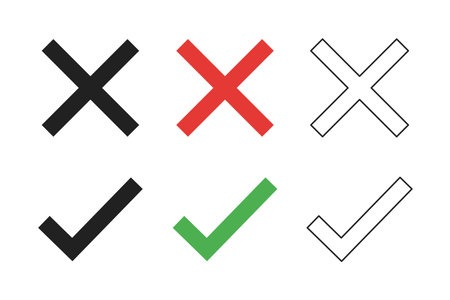 Check cross mark vector icon for your design. Tick isolated concept in flat style.のイラスト素材