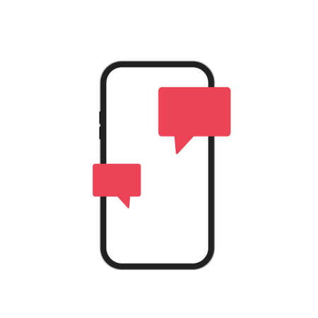 Smartphone and message, mockup isolated vector illustration. Simple phone app in flat style.のイラスト素材