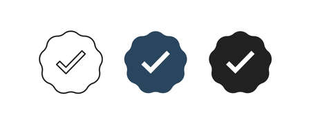 Win ribbon with check mark. Victory prize icon concept in vector flat style.のイラスト素材