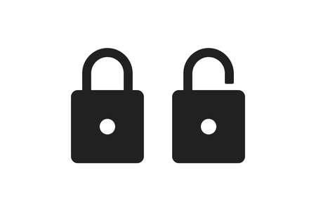 Lock, simple black icon for web design. Private key concept in vector flat style.のイラスト素材
