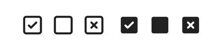 Check cross mark, simple concept icon set. Checkmark isolated illustration in vector flat style.のイラスト素材