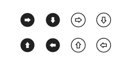 Arrow, simple next button icon set. Right symbol concept in vector flat style.のイラスト素材