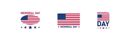 Memorial day, simple icon set. Usa flag concept illustration in vector flat style.のイラスト素材