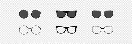 Casual black sun glasses simple isolated icon set for your design in vector flat style.のイラスト素材