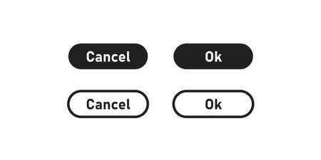 Ok and cancel, simple web window button icon set. Computer illustration concept in vector flat style.のイラスト素材