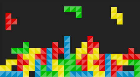 Tethris puzzle game simple background. Retro gameplay in vector flat style.のイラスト素材