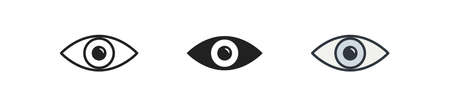 Eye, simple icon set. Look cincept illustration, see symbol in vector flat style.のイラスト素材